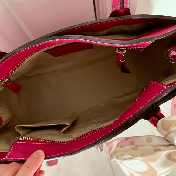 Coach Pink Leather Satchel with Silk Coach Scarf - Picture 3 of 5